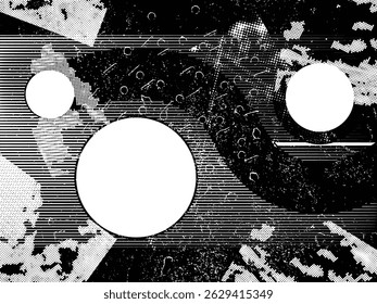 Glitch distorted geometric shape . Noise destroyed logo . Trendy defect error shapes . Glitched frame .Grunge textured . Distressed effect .Vector shapes with a halftone dots screen print texture.