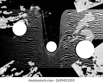 Glitch distorted geometric shape . Noise destroyed logo . Trendy defect error shapes . Glitched frame .Grunge textured . Distressed effect .Vector shapes with a halftone dots screen print texture.