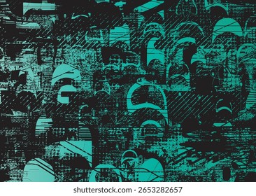 Forma geométrica distorcida por falha . Logotipo destruído pelo ruído . Cartaz de cyber punk da moda . Quadro com falha .Grunge texturizado . Efeito angustiado .Vetor formas com um meio-tom pontos tela imprimir textura. 