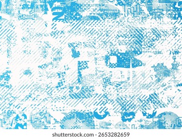 Forma geométrica distorcida por falha . Logotipo destruído pelo ruído . Cartaz de cyber punk da moda . Quadro com falha .Grunge texturizado . Efeito angustiado .Vetor formas com um meio-tom pontos tela imprimir textura. 