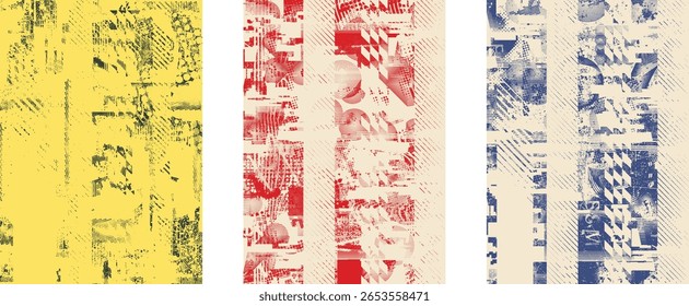 Forma geométrica distorcida por falha . Logotipo destruído pelo ruído . Cartaz de cyber punk da moda . Quadro com falha .Grunge texturizado . Efeito angustiado .Vetor formas com um meio-tom pontos tela imprimir textura.