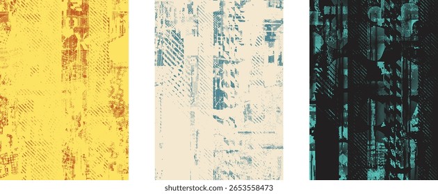 Forma geométrica distorcida por falha . Logotipo destruído pelo ruído . Cartaz de cyber punk da moda . Quadro com falha .Grunge texturizado . Efeito angustiado .Vetor formas com um meio-tom pontos tela imprimir textura.