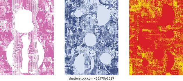 Forma geométrica distorcida por falha . Logotipo destruído pelo ruído . Cartaz de cyber punk da moda . Quadro com falha .Grunge texturizado . Efeito angustiado .Vetor formas com um meio-tom pontos tela imprimir textura.