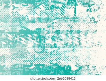 Forma geométrica distorcida por falha . Logotipo destruído pelo ruído . Cartaz de cyber punk da moda . Quadro com falha .Grunge texturizado . Efeito angustiado .Vetor formas com um meio-tom pontos tela imprimir textura.