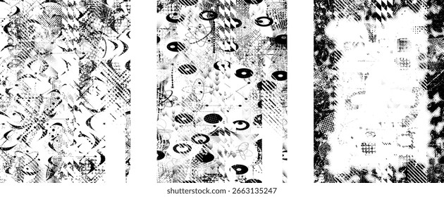 Forma geométrica distorcida por falha . Logotipo destruído pelo ruído . Cartaz de cyber punk da moda . Quadro com falha .Grunge texturizado . Efeito angustiado .Vetor formas com um meio-tom pontos tela imprimir textura. 