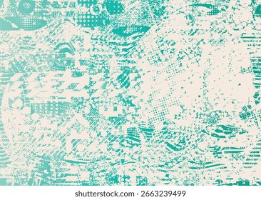 Forma geométrica distorcida por falha . Logotipo destruído pelo ruído . Cartaz de cyber punk da moda . Quadro com falha .Grunge texturizado . Efeito angustiado .Vetor formas com um meio-tom pontos tela imprimir textura.