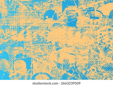 Forma geométrica distorcida por falha . Logotipo destruído pelo ruído . Cartaz de cyber punk da moda . Quadro com falha .Grunge texturizado . Efeito angustiado .Vetor formas com um meio-tom pontos tela imprimir textura.