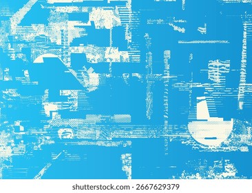 Forma geométrica distorcida por falha . Logotipo destruído pelo ruído . Cartaz de cyber punk da moda . Quadro com falha .Grunge texturizado . Efeito angustiado .Vetor formas com um meio-tom pontos tela imprimir textura.