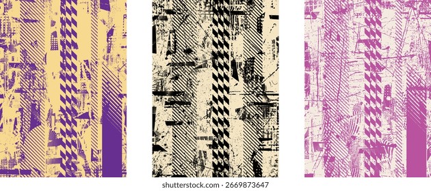 Forma geométrica distorcida por falha . Logotipo destruído pelo ruído . Cartaz de cyber punk da moda . Quadro com falha .Grunge texturizado . Efeito angustiado .Vetor formas com um meio-tom pontos tela imprimir textura.