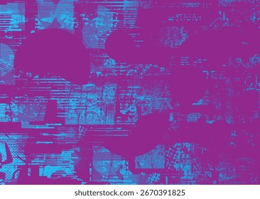 Forma geométrica distorcida por falha . Logotipo destruído pelo ruído . Cartaz de cyber punk da moda . Quadro com falha .Grunge texturizado . Efeito angustiado .Vetor formas com um meio-tom pontos tela imprimir textura.