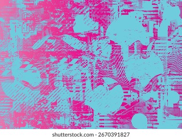 Forma geométrica distorcida por falha . Logotipo destruído pelo ruído . Cartaz de cyber punk da moda . Quadro com falha .Grunge texturizado . Efeito angustiado .Vetor formas com um meio-tom pontos tela imprimir textura.