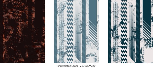 Forma geométrica distorcida por falha . Logotipo destruído pelo ruído . Cartaz de cyber punk da moda . Quadro com falha .Grunge texturizado . Efeito angustiado .Vetor formas com um meio-tom pontos tela imprimir textura.