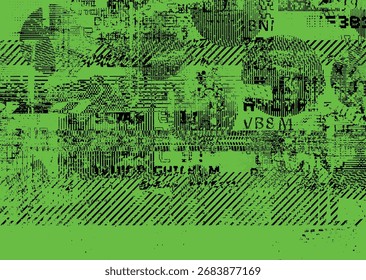 Forma geométrica distorcida por falha . Logotipo destruído pelo ruído . Cartaz de cyber punk da moda . Quadro com falha .Grunge texturizado . Efeito angustiado .Vetor formas com um meio-tom pontos tela imprimir textura.