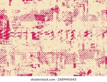 Glitch distorted geometric shape . Noise destroyed logo . Trendy cyber punk poster . Glitched frame .Grunge textured . Distressed effect .Vector shapes with a halftone dots screen print texture.