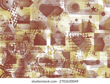 Glitch distorted geometric shape . Noise destroyed logo . Trendy cyber punk poster . Glitched frame .Grunge textured . Distressed effect .Vector shapes with a halftone dots screen print texture.