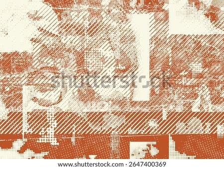 Glitch distorted geometric shape . Noise destroyed logo . Trendy defect error shapes . Glitched frame .Grunge textured . Distressed effect .Vector shapes with a halftone dots screen print texture. 