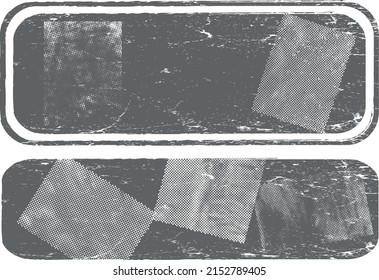 Glitch distorted geometric shapeS . Noise destroyed logo . Trendy defect error shapes . Glitched frame .Grunge textured . Distressed effect .Vector shapes with a halftone dots screen print texture.