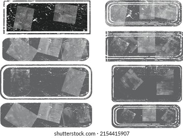 Glitch distorted geometric shapeS . Noise destroyed logo . Trendy defect error shapes . Glitched frame .Grunge textured . Distressed effect .Vector shapes with a halftone dots screen print texture.