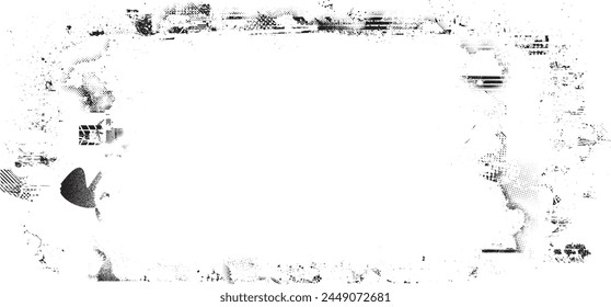 Glitch distorted grange frame . Noise grungy banner . Trendy defect error shapes . Glitched frame .Grunge textured . Distressed effect .Vector shapes