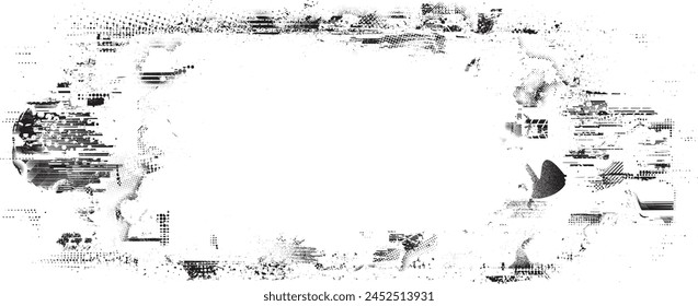 Glitch verzerrter Grange-Rahmen. Lärm grungy Banner . Trendige Fehler-Formens . Glitched frame .Grunge strukturiert. Distressed Effect .Vektorgrafik Formen