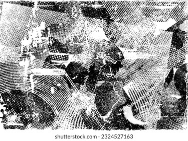 Glitch distorted grange shape . Noise grungy logo . Trendy defect error shapes . Glitched frame .Grunge textured . Distressed effect .Vector shapes with a halftone dots screen print texture.