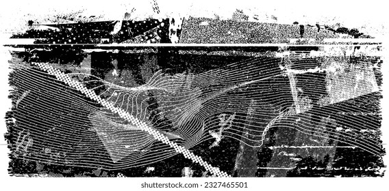 Forma de grano distorsionada de brillo. Logo de ruidos. Formas de error de defecto de moda . Marco brillante. Grunge texturado. Efecto perturbado .Formas vectoras con una textura de impresión de pantalla de puntos de medio tono.