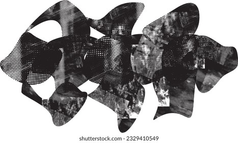 Glitch verzerrte Form des Körners. Lärm grungy Logo. Trendy Defaultformen . Glitched frame .Grunge strukturiert. Distressed effect .Vector formt mit einer Siebdrucktextur mit Halbton-Punkten.