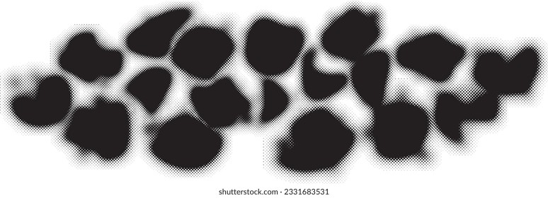 Forma de grano distorsionada de brillo. Logo de ruidos. Formas de error de defecto de moda . Marco brillante. Grunge texturado. Efecto perturbado .Formas vectoras con una textura de impresión de pantalla de puntos de medio tono.