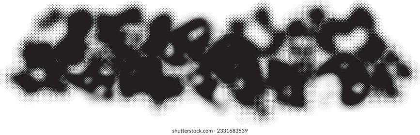 Glitch distorted grange shape . Noise grungy logo . Trendy defect error shapes . Glitched frame .Grunge textured . Distressed effect .Vector shapes with a halftone dots screen print texture.