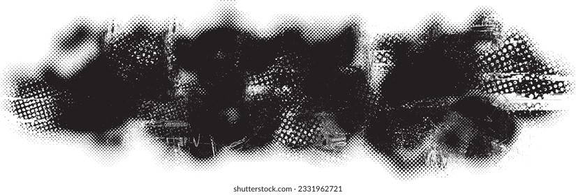 Glitch verzerrte Form des Körners. Lärm grungy Logo. Trendy Defaultformen . Glitched frame .Grunge strukturiert. Distressed effect .Vector formt mit einer Siebdrucktextur mit Halbton-Punkten.