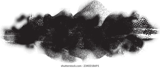 Forma de grano distorsionada de brillo. Logo de ruidos. Formas de error de defecto de moda . Marco brillante. Grunge texturado. Efecto perturbado .Formas vectoras con una textura de impresión de pantalla de puntos de medio tono.