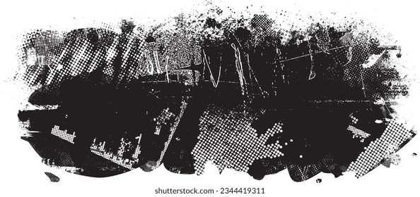 Glitch verzerrte Form des Körners. Lärm grungy Logo. Trendy Defaultformen . Glitched frame .Grunge strukturiert. Distressed effect .Vector formt mit einer Siebdrucktextur mit Halbton-Punkten.