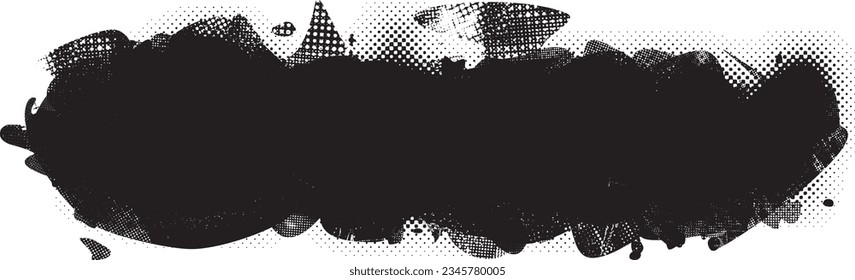 Glitch distorted grange shape . Noise grungy logo . Trendy defect error shapes . Glitched frame .Grunge textured . Distressed effect .Vector shapes with a halftone dots screen print texture.