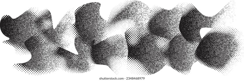 Glitch distorted grange shape . Noise grungy logo . Trendy defect error shapes . Glitched frame .Grunge textured . Distressed effect .Vector shapes with a halftone dots screen print texture.