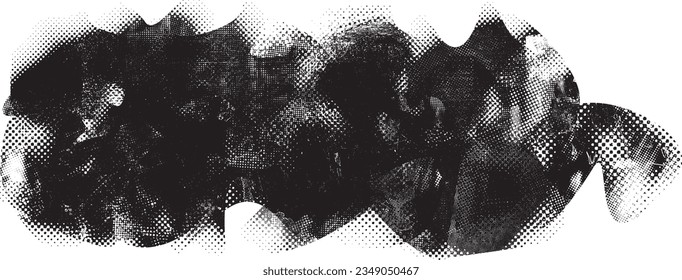 Forma de grano distorsionada de brillo. Logo de ruidos. Formas de error de defecto de moda . Marco brillante. Grunge texturado. Efecto perturbado .Formas vectoras con una textura de impresión de pantalla de puntos de medio tono.