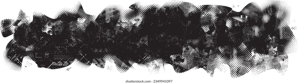 Glitch verzerrte Form des Körners. Lärm grungy Logo. Trendy Defaultformen . Glitched frame .Grunge strukturiert. Distressed effect .Vector formt mit einer Siebdrucktextur mit Halbton-Punkten.