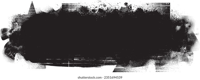 Forma de grano distorsionada de brillo. Logo de ruidos. Formas de error de defecto de moda . Marco brillante. Grunge texturado. Efecto perturbado .Formas vectoras con una textura de impresión de pantalla de puntos de medio tono.