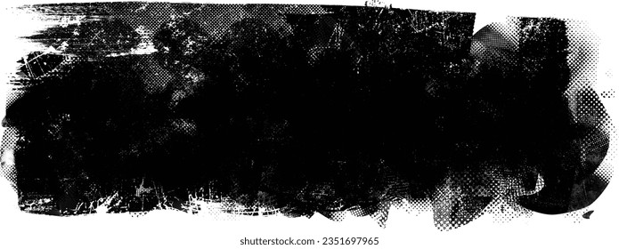 Forma de grano distorsionada de brillo. Logo de ruidos. Formas de error de defecto de moda . Marco brillante. Grunge texturado. Efecto perturbado .Formas vectoras con una textura de impresión de pantalla de puntos de medio tono.