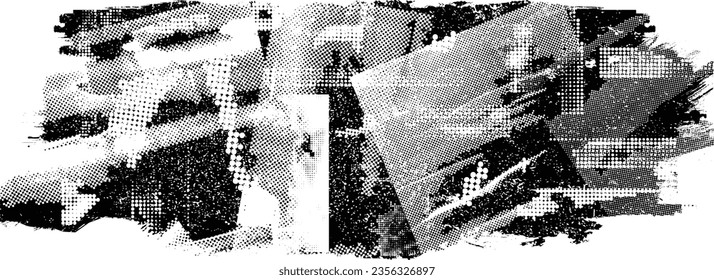 Forma de grano distorsionada de brillo. Logo de ruidos. Formas de error de defecto de moda . Marco brillante. Grunge texturado. Efecto perturbado .Formas vectoras con una textura de impresión de pantalla de puntos de medio tono.