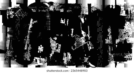 Glitch verzerrte Form des Körners. Lärm grungy Logo. Trendy Defaultformen . Glitched frame .Grunge strukturiert. Distressed effect .Vector formt mit einer Siebdrucktextur mit Halbton-Punkten.