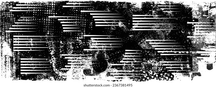 Glitch verzerrte Form des Körners. Lärm grungy Logo. Trendy Defaultformen . Glitched frame .Grunge strukturiert. Distressed effect .Vector formt mit einer Siebdrucktextur mit Halbton-Punkten.