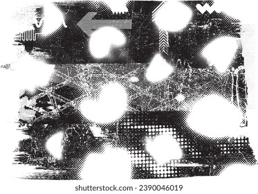 Glitch verzerrte Form des Körners. Lärm grungy Logo. Trendy Defaultformen . Glitched frame .Grunge strukturiert. Distressed effect .Vector formt mit einer Siebdrucktextur mit Halbton-Punkten.