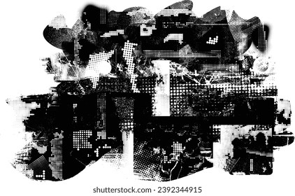 Glitch verzerrte Form des Körners. Lärm grungy Logo. Trendy Defaultformen . Glitched frame .Grunge strukturiert. Distressed effect .Vector formt mit einer Siebdrucktextur mit Halbton-Punkten.