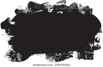 Glitch verzerrte Form des Körners. Lärm grungy Logo. Trendy Defaultformen . Glitched frame .Grunge strukturiert. Distressed effect .Vector formt mit einer Siebdrucktextur mit Halbton-Punkten.