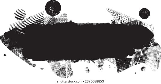 Forma de grano distorsionada de brillo. Logo de ruidos. Formas de error de defecto de moda . Marco brillante. Grunge texturado. Efecto perturbado .Formas vectoras con una textura de impresión de pantalla de puntos de medio tono.