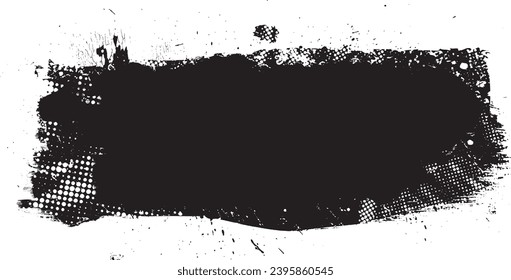 Glitch distorted grange shape . Noise grungy logo . Trendy defect error shapes . Glitched frame .Grunge textured . Distressed effect .Vector shapes with a halftone dots screen print texture.