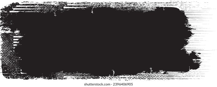 Glitch distorted grange shape . Noise grungy logo . Trendy defect error shapes . Glitched frame .Grunge textured . Distressed effect .Vector shapes with a halftone dots screen print texture.