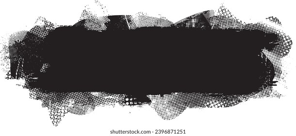 Forma de grano distorsionada de brillo. Logo de ruidos. Formas de error de defecto de moda . Marco brillante. Grunge texturado. Efecto perturbado .Formas vectoras con una textura de impresión de pantalla de puntos de medio tono.