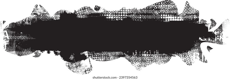 Glitch verzerrte Form des Körners. Lärm grungy Logo. Trendy Defaultformen . Glitched frame .Grunge strukturiert. Distressed effect .Vector formt mit einer Siebdrucktextur mit Halbton-Punkten.