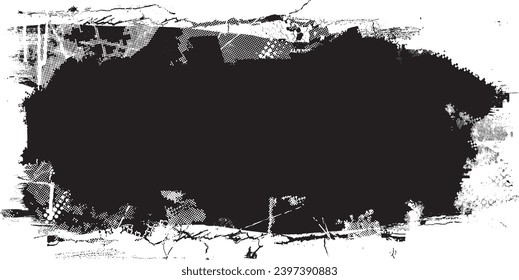 Glitch verzerrte Form des Körners. Lärm grungy Logo. Trendy Defaultformen . Glitched frame .Grunge strukturiert. Distressed effect .Vector formt mit einer Siebdrucktextur mit Halbton-Punkten.